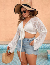 Women Plus Size Tie Front Crop Cover Up | PRUSES - PRUSES