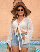 Women Plus Size Tie Front Crop Cover Up | PRUSES - PRUSES
