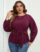 Women Plus Size Tie Front Long Sleeve Shirt | PRUSES - PRUSES