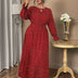 Women Plus Size Tie - Neck Polka Dot Printed Maxi Dress - PRUSES