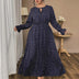 Women Plus Size Tie - Neck Polka Dot Printed Maxi Dress - PRUSES