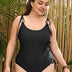 Women Plus Size Tie Shoulder One Piece Swimsuit - PRUSES