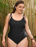 Women Plus Size Tie Shoulder One Piece Swimsuit - PRUSES