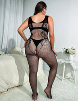 Women Plus Size Tight Fitting Fishnet Romper Hollow Bodystockings | PRUSES - PRUSES
