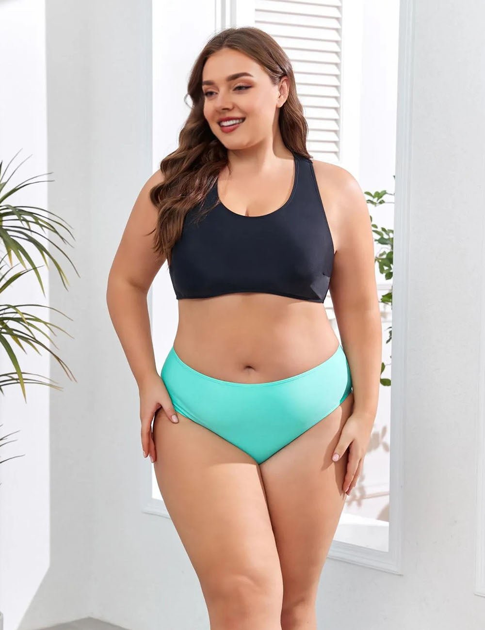 Women Plus Size Tropical Print Bikini Set With Cover Up - PRUSES