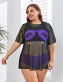 Women Plus Size Tropical Print Bikini Set With Cover Up - PRUSES