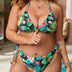 Women Plus Size Tropical Print Halter Triangle Bikini Set - PRUSES