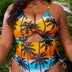 Women Plus Size Tropical Printed One - Piece Swimsuit  - PRUSES