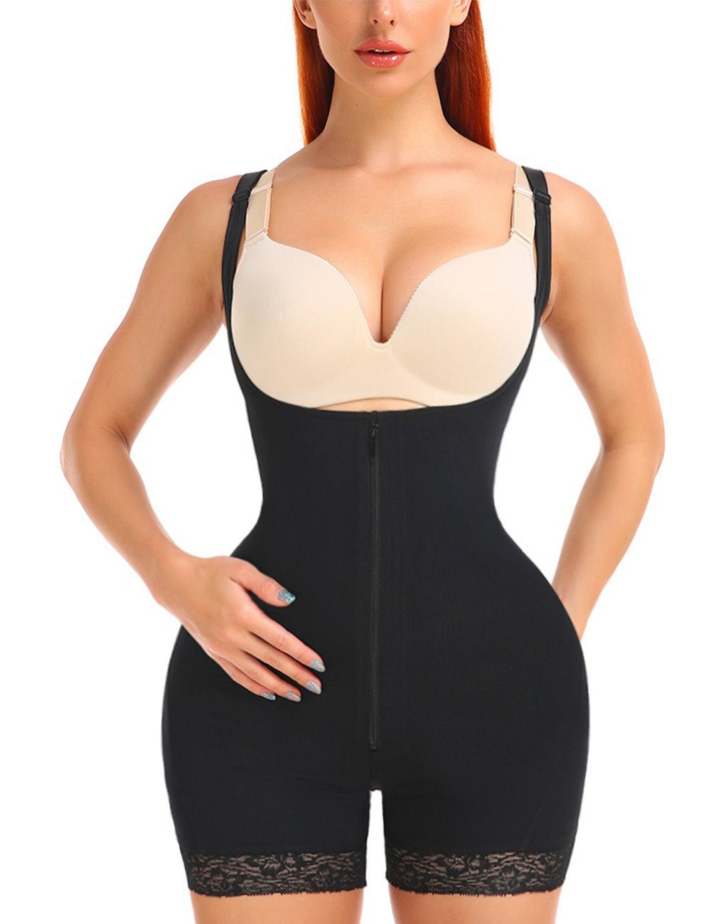 Women Plus Size Tummy Control Shapewear with Zipper - PRUSES