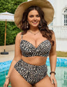 Women Plus Size Two - Piece Bikini Leopard Print Swimsuit - PRUSES