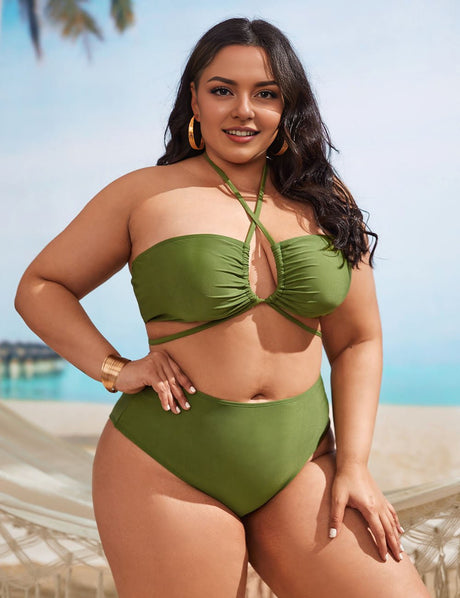 Women Plus Size Two - Piece Swimsuit Bikini Three - Piece Set - PRUSES