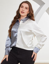 Women Plus Size Two - Tone Long Sleeve Shirt | PRUSES - PRUSES
