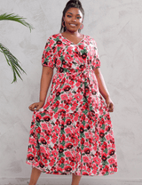Women Plus Size V - Neck Floral Loose Dress - PRUSES