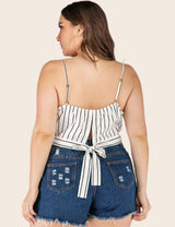 Women Plus Size V Neck Striped Cami Camisole | PRUSES - PRUSES