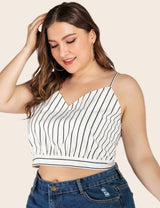 Women Plus Size V Neck Striped Cami Camisole | PRUSES - PRUSES