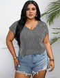 Women Plus Size V - Neck Striped T-Shirt | PRUSES - PRUSES