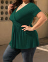 Women Plus Size V Neck Wrap Tunic Short Sleeve | PRUSES - PRUSES