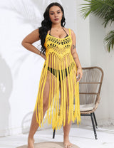 Women Plus Size Vacation Fringe Splicing Cover Up Dress | PRUSES - PRUSES
