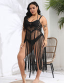 Women Plus Size Vacation Fringe Splicing Cover Up Dress | PRUSES - PRUSES