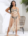 Women Plus Size Vacation Fringe Splicing Cover Up Dress | PRUSES - PRUSES