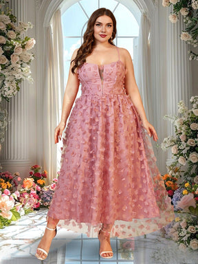 Women Plus Size Vacation Style Mesh Spaghetti Strap Maxi Dress - PRUSES