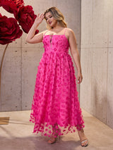 Women Plus Size Vacation Style Mesh Spaghetti Strap Maxi Dress - PRUSES