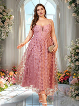 Women Plus Size Vacation Style Mesh Spaghetti Strap Maxi Dress - PRUSES