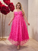 Women Plus Size Vacation Style Mesh Spaghetti Strap Maxi Dress - PRUSES