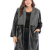 Women Plus Size Vintage Patchwork PU Leather Coat - PRUSES