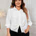 Women Plus Size White chiffon shirt | PRUSES - PRUSES