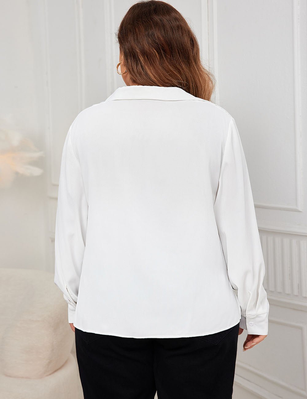 Women Plus Size White chiffon shirt | PRUSES - PRUSES