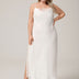 Plus Size White Lace Trim High Slit Maxi Slip Nightgown