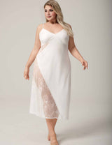 Women Plus Size White Long Nightgown