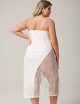 Women Plus Size White Long Nightgown back view