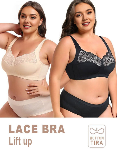 Women Plus Size Wireless Lace Bra | PRUSES - PRUSES