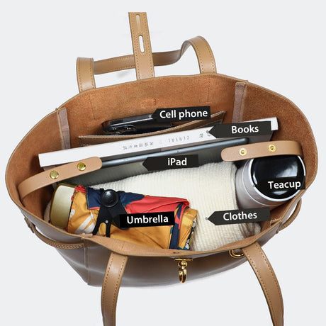 Women Vintage Leather Large Capacity Tote Bucket Bag | PRUSES - PRUSES