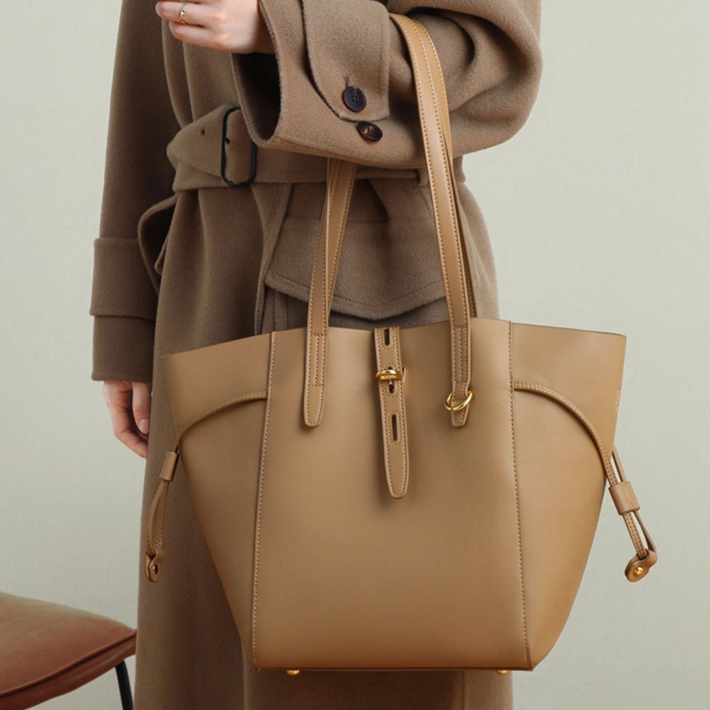 Women Vintage Leather Large Capacity Tote Bucket Bag | PRUSES - PRUSES