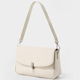 Women's white Genuine Leather Square Flap Shoulder Bag