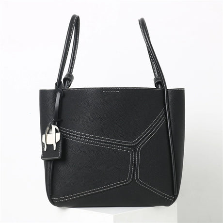 women_s_black_leather_bucket_handbag_shoulder_tote_bag_with_inner_pouch_2