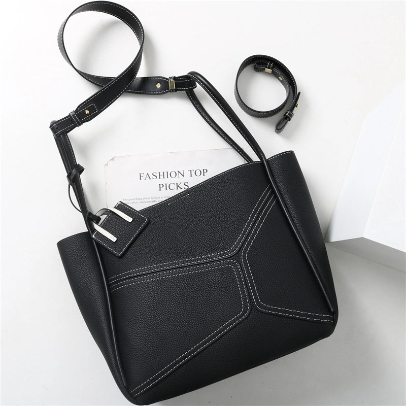 women_s_black_leather_bucket_handbag_shoulder_tote_bag_with_inner_pouch_4