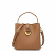 Women's Genuine Leather Caramel Top Handle Handbag Crossbody Bucket Bag