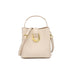 Women's Genuine Leather Off-White Top Handle Handbag Crossbody Bucket Bag