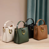 Four Genuine Leather Top Handle Handbag Crossbody Bucket Bag