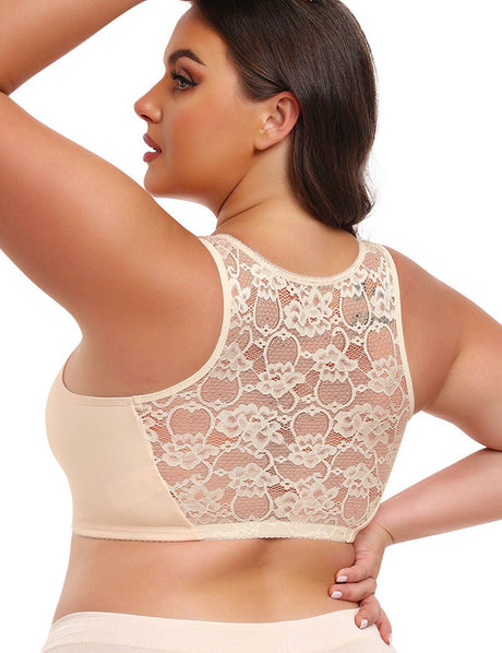 Womens Plus Size Front Clasp Lace Wirefree Tank Top Bra | PRUSES - PRUSES