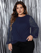 Womens Plus Size Tops Sequin Long Sleeve Blouse | PRUSES - PRUSES