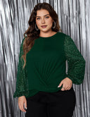 Womens Plus Size Tops Sequin Long Sleeve Blouse | PRUSES - PRUSES