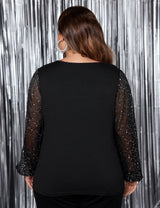Womens Plus Size Tops Sequin Long Sleeve Blouse | PRUSES - PRUSES