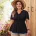 Womens Plus Size V Neck Black T Shirt | PRUSES - PRUSES