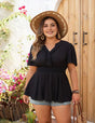 Womens Plus Size V Neck Black T Shirt | PRUSES - PRUSES