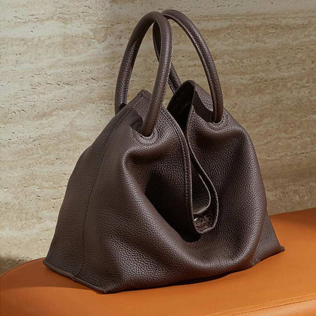 Coffee Premium Leather Bucket Handbag